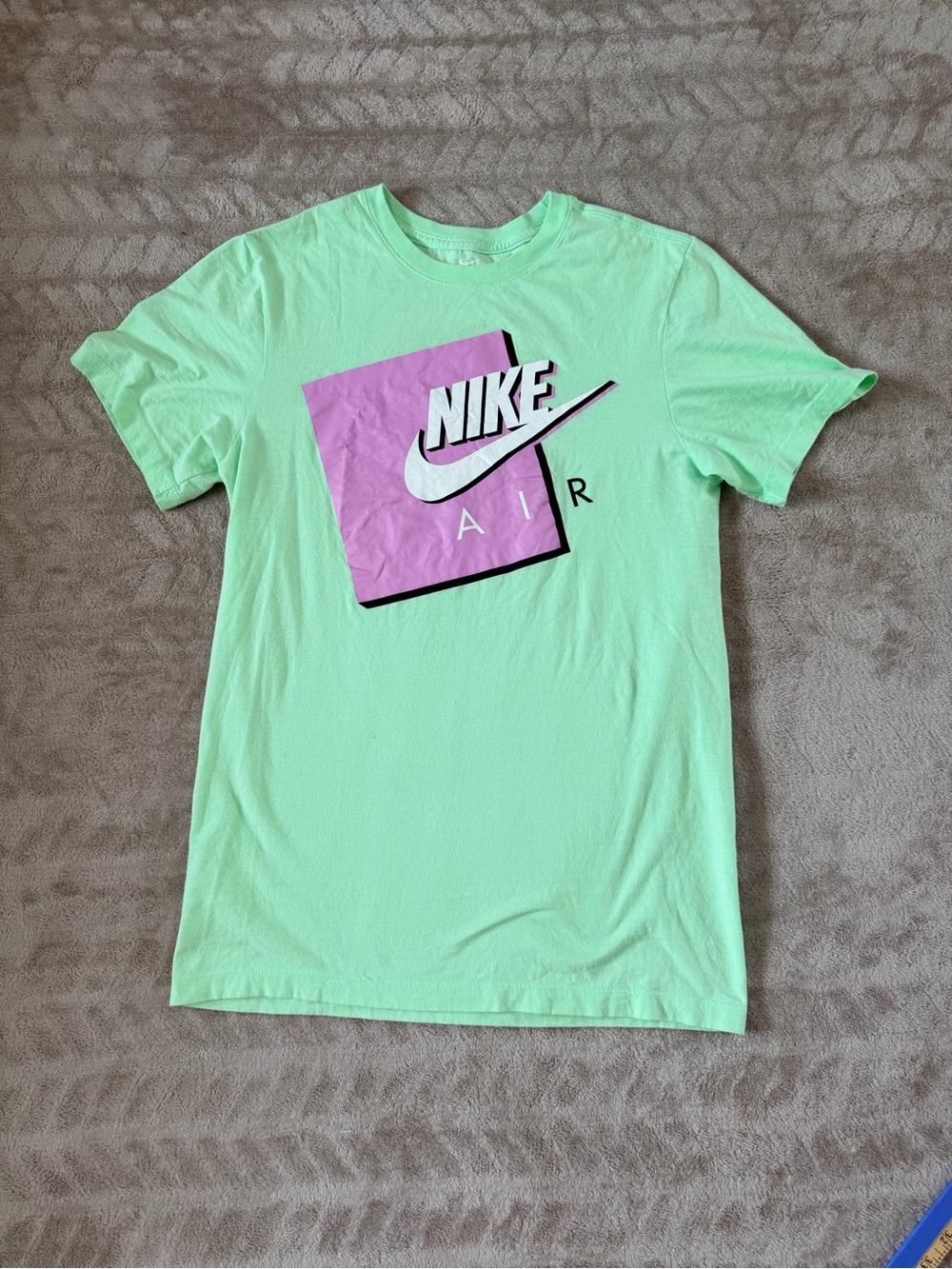 Nike Air Lime Green & Purple Graphic T-Shirt – Size Small